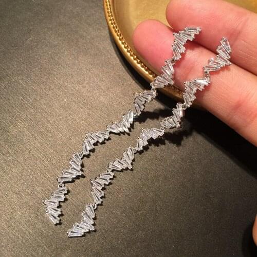 Bilincolor Long Simple Irregular Cubic Zirconia Earring for Women