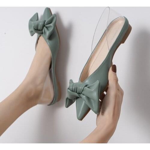 Pointed toe big leather bow knot flat shoes woman designer transparent patchwork flats spring/summer clear shoes slip on loafers