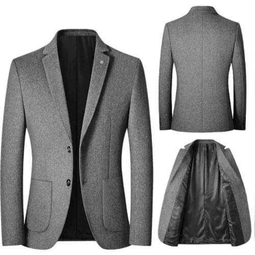 Autumn Winter Men Woolen Coat Warm Mid-Long Trench Coat Classic Plus Cotton Thickening Jacket