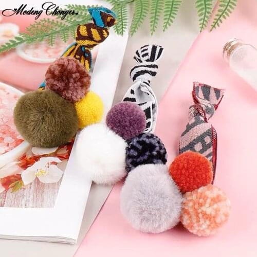 1PCS Knot Wide Shoulder Elastic Rubber Band Girl Color Cute Plush Hair Rope New Fashion Big Hair Tie Hair Band Hair Accessorise