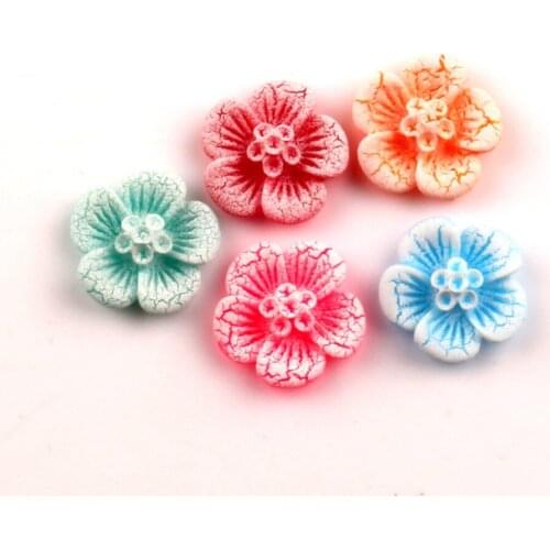 100Pcs Mixed 17mm Resin Flower Decoration Crafts Beads Flatback Cabochon Scrapbooking For Embellishments Kawaii Diy Accessories