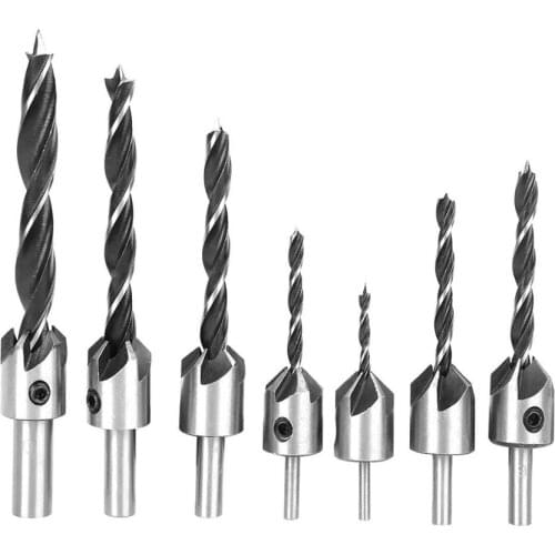 23Pcs Chamfer Drill Bit Claw-Type Hex Countersink Wood Dril for Woodworking Cutter Chamfering Tool