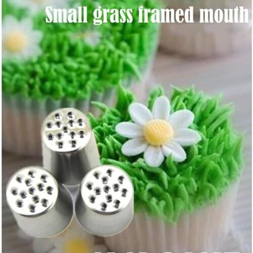 3PC Cake Grass Cream Decorating Tips Set Nozzle Cupcake Head Cake Decorating Tools Pastry Tools Stainless Steel Piping Icing