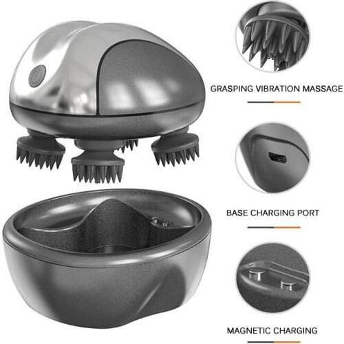 3D USB Rechargeable Paw Head Massager Waterproof Electric Head Massager or Scalp Stress Relax Prevent Hair Loss Health Care 2020