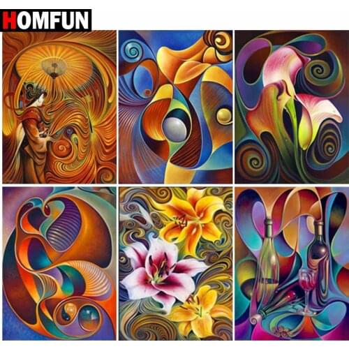 HOMFUN 5D Diamond "Abstract flower landscape" Diamond Embroidery Full Round/ Square Diy Diamond Painting Cross Stitch Home Decor