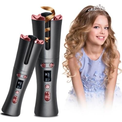 Automatic Hair Curler Cordless USB Charging Curling Iron With 6 Temp & Timer Settings Hair Waver Tongs Beach Waves Iron Curling