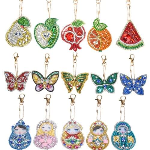 5D Diamond Painting Keychain Rhinestone DIY Craft Kits Embroidery Pendant Diamond Painting Cross Stitch Key Chain Accessories