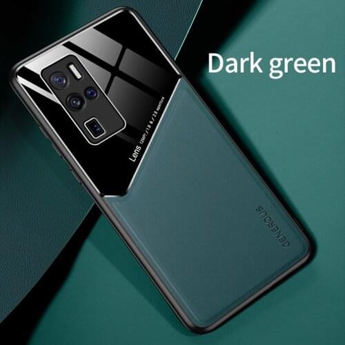 Atittu Phone Case for VIVO X50 Pro Plus Case Mirror PC Leather TPU Silicone Frame Built-in iron Cover for VIVO X50 X 50 Pro+ 5G