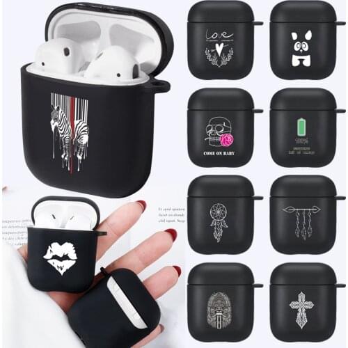Airpods Case for Apple Airpods 1 Gen/2 Gen Wireless Bluetooth Headset Shockproof Sleeve Matte Black Protective Case