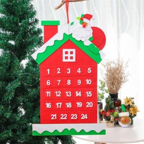 Wooden Christmas Countdown Calendar Cartoon Color Cottage Calendar Christmas Decorations For Home Christmas Gift