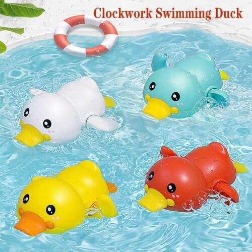 Summer Bathroom Bath Shower Baby Clockwork Swimming New Children Play Water Cute Little Yellow Duck Bathing Bathtub Toys For Kid