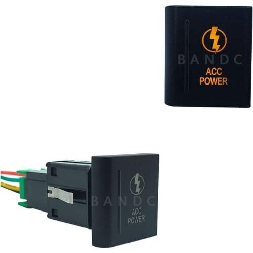 Dual Yellow Led Light, Left Side Car ACC POWER Push Button Switch for VW Volkswagen Amarok, Auto Accessories, +Wiring Connector