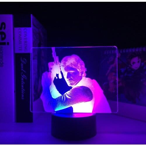 Two-Color Series Man With Pistol 3D Lamp Visual Illusion Acrylic Light Guide Plate for Children Couple Festival Birthday Gifts