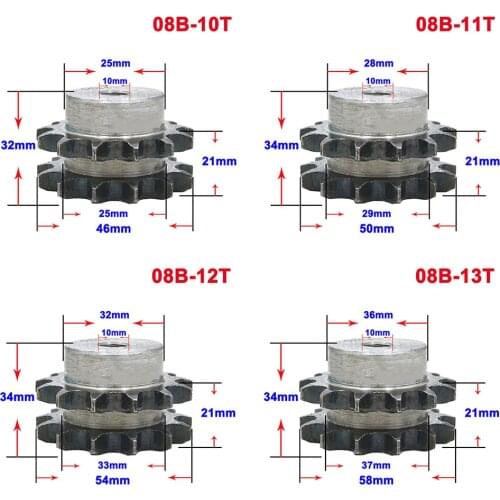 1Pcs 08B 10 Teeth To 27 Teeth Double Row Sprocket Wheel Chain Gear 45 Steel