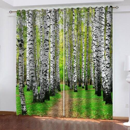 Photo green forest curtains 3D Window Curtains For Living Room Bedroom Customized size Decoration curtains