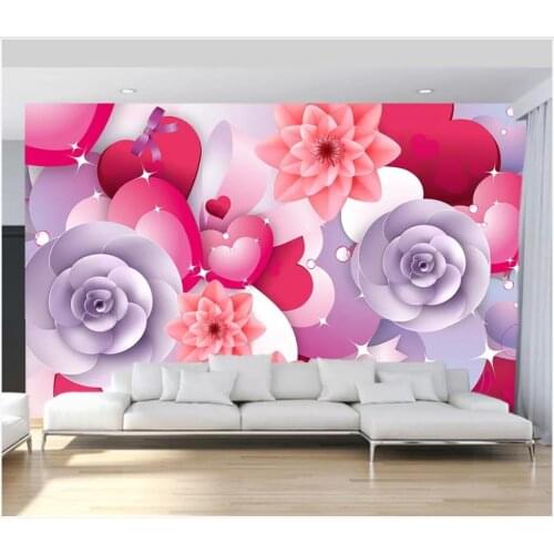 Custom photo wallpapers 3d murals wallpaper for walls 3 d Beautiful romantic flower open rich girl room wedding room flower wall