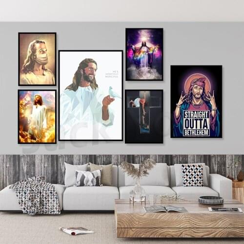 Christian Series Canvas Paintings Jesus Will HelpThe World Wall Art Posters and Prints Pictures for Living Room Decor