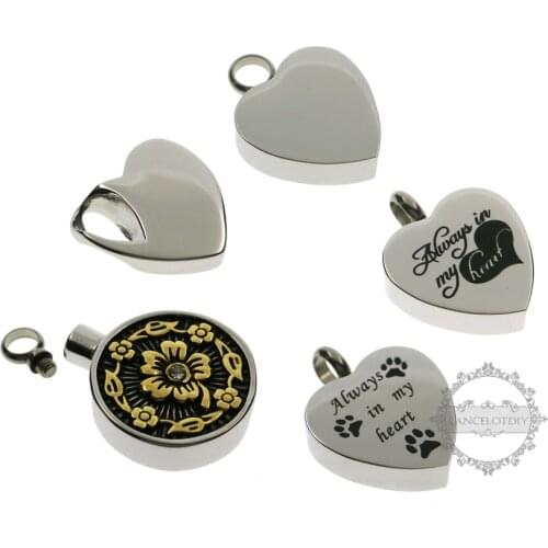 Round flower heart shape stainless steel cremation bottle perfume holder ash wish vial pendant charm memorial gift 1134003