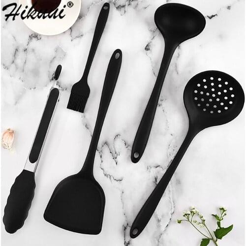 Kitchen Silicone Cooking Tools Spoon Ladle Brush Food Tongs Utensils Non-stick Dinnerware Set Cooking Tools Accessories Supplies
