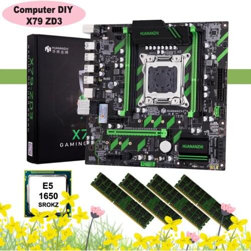 Discount motherboard bundle HUANANZHI X79-ZD3 motherboard dual M.2 SSD slots NVMe/NGFF CPU Xeon E5 1650 RAM 32G(4*8G) REG ECC
