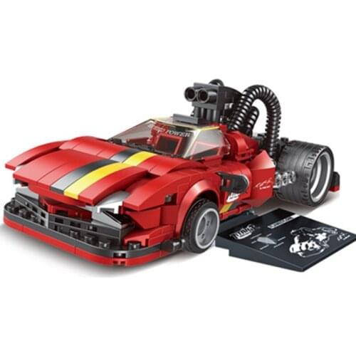 MOC Technical Flaming Hurricane Modified Refitted Supercar Speed Champions Race Car Sport Building Blocks Bricks Sets Kits Model