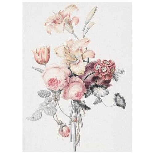 Wall Art Beige Background Flowers Paintings Abstract Elegant Floral Poster and Print Living Room Bedroom Corridor Decoration