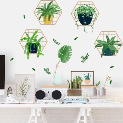 New Product Small Fresh Grid Iron Frame Green Plants Potted Milk Tea Shop Flower Shop Classroom Dormitory Decoration