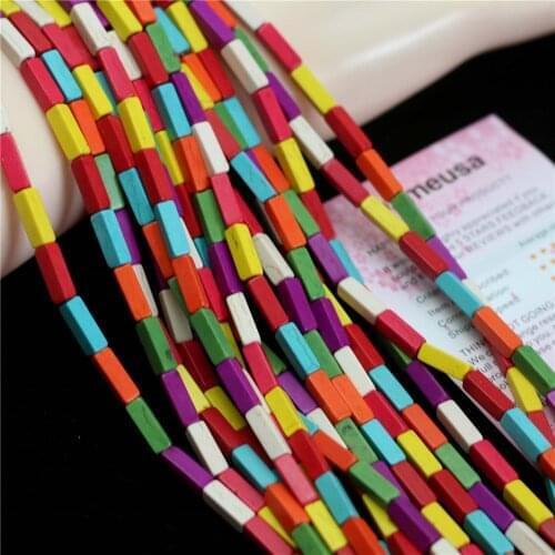 Oameusa Square Tube Turquoises Stone Agates Beads Spacer Beads For Jewelry Making DIY Bracelet Necklace Earings