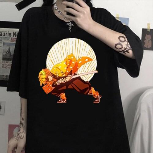 Japanese Demon Slayer T-Shirt Cool Agatsuma Zenitsu Short Sleeve Clothes Hip Hop Tops Tees Fashion Summer Street Style Top