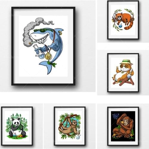 Panda Bear Weed Canvas Poster-Hippie Stoner Wall Decor-Psychedelic Poster-Ganja Art Prin