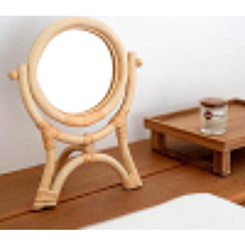 Rattan Woven Mirror Desktop Makeup Mirrors Restore Household Decoration Ancient Ways Upright Dressing INS Style зеркало Rotates
