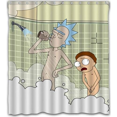 Custom Funny Grandpa and Grandson Shared Bath Printing Waterproof Fabric Shower Curtain