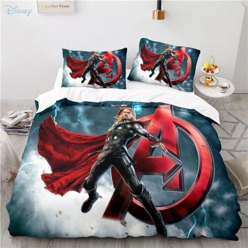 Popular The Avengers Super Hero Thor 3d Bedding Set Fashion Cartoon Iron Man Captain America Printed Duvet Cover Set Pillowcases