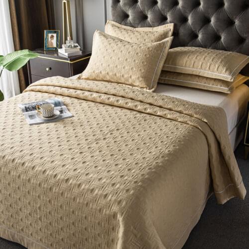 Plain double-sided quilted bed cover quilted quilt plus cotton sheets single-piece thickened bedspread