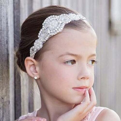 1PCS Retail 12COLOR Baby Girls headbands Rhinestone flowers with elegant Headbands children hair accessories