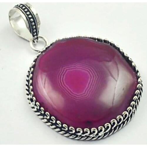 Pink Solar Quarts Pendant Silver Overlay over Copper, Total Length: 58mm , P4053