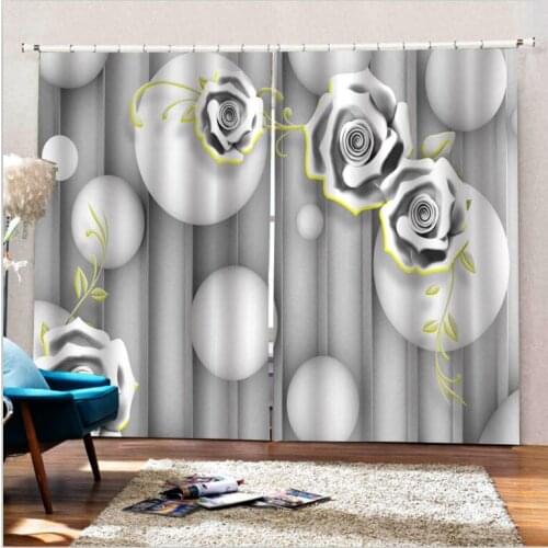 Grey rose curtains Luxury Blackout 3D Window Curtains For Living Room Bedroom Customized size 3d stereoscopic curtains