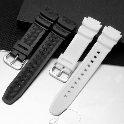 Silicone Watchband Pin Buckle Strap Watch Wrist Bracelet Rubber WristStrap Suitable for-Casio AE-1000w SGW-400H / SGW-300H