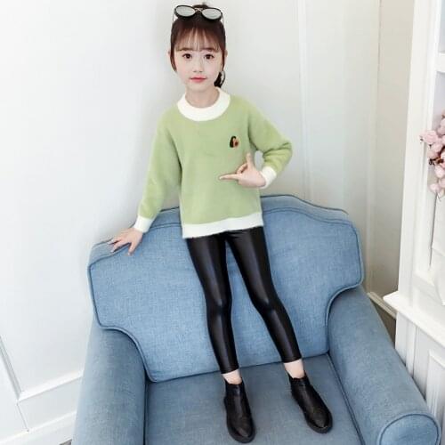 Girls Sweater Babys Coat Outwear 2021 Soft Plus Velvet Thicken Warm Winter Autumn Knitting Scoop Jacket Childrens Clothing