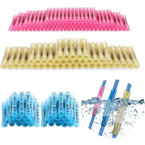 300PCS Heat Shrink Wire Butt Connectors Waterproof Electrical Wire Splice Crimping Terminals Insulated Seal Terminal AWG 22-10