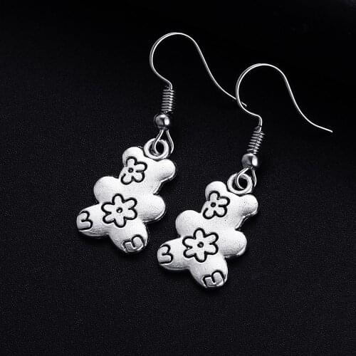 Trendy Vintage Cute Bear Shape Dangle Earrings for Women Girl Retro Drop Earrings Cute Small Object Earring Jewelry Bijoux