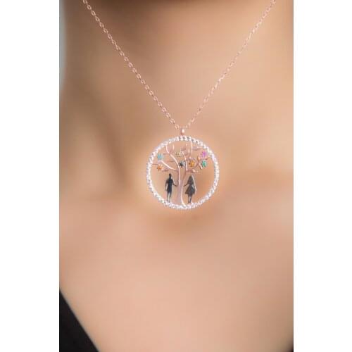 Women Dear Model Rose Plated 925 Sterling Silver Necklace Elegant Design Welcome Quality Wink Attractive 2021 Trend Fashion Style Jewelry model New