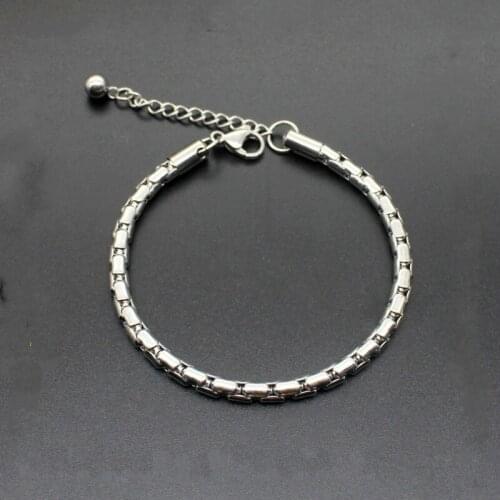 100% Stainless Steel Bracelet Link Chain Bracelet for Men Femme Pulseira Feminina Pulseras Simple Jewelry Bijoux