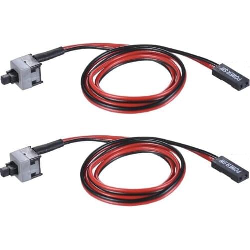 2 Pack 2 Pin SW PC Power Cable on/Off Push Button ATX Computer Switch Wire 45cm