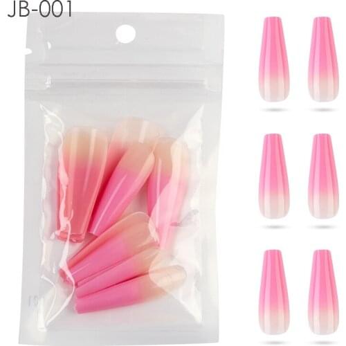 20/30/50Pcs Gradient Color False Nail Long Ballerina Press on Full Cover Fake Nails Acrylic Manicure Natural Nail Art Tips