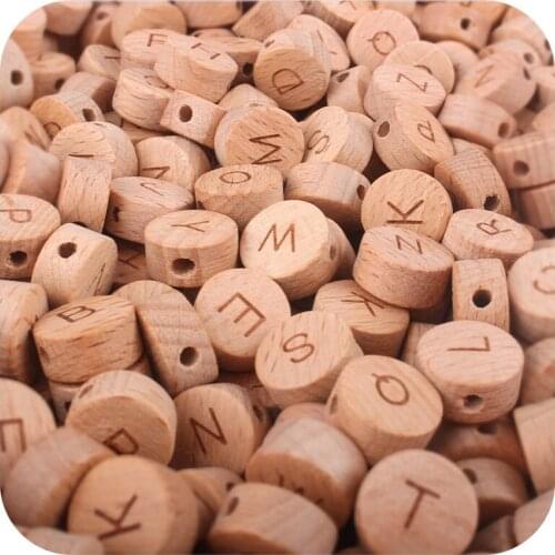 20pcs Mixed Beech Round English Alphabet Beads Natural Wooden Beads For DIY Jewelry Necklace Bracelet Accessories Baby Teether
