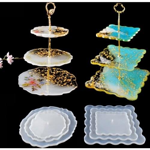 DIY Crystal Silicone Mold Three-layer Fruit Plate Tea Plate Epoxy Resin Mold Cup pad Mould For Resin Art Home Decoration