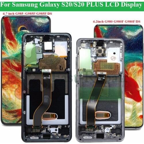 For Samsung Galaxy S20 Lcd G980,G980F,G980F/DS with Frame Display Touch Screen Digitizer For Samsung s20 plus LCD G985 G985F lcd