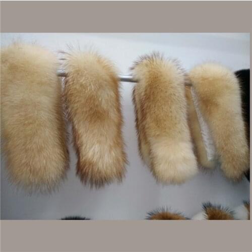 JKP 100% Natural Raccoon Fur Collar Womens Scarf Solid Color Warm Real Raccoon Fur Scarf Winter Thicken Collar Hat Accessory