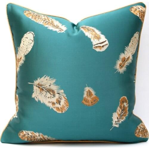 Beautiful Green Animal Feather Cushion Cover Soft Square Pillowcase For Sofa Car Home Decor Outdoor Rectangle Throw Pillow Cover